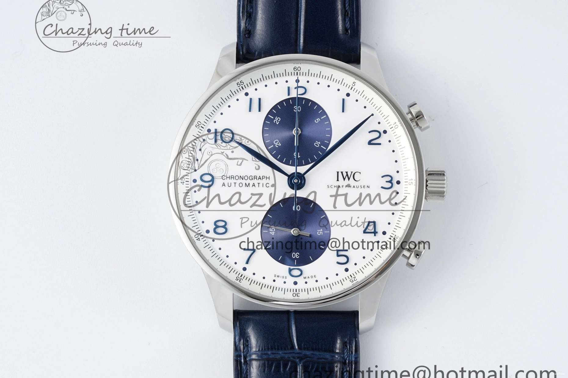 MIROTIME 0206 Portuguese Chrono IW371620 APSF 1:1 Best Edition White Blue Dial on Blue Leather Strap A MultiPurpose 7039